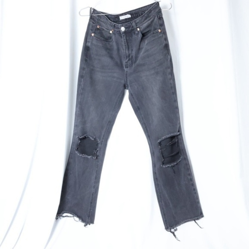 Avec Les Filles distressed raw hem black jeans, women’s size 26